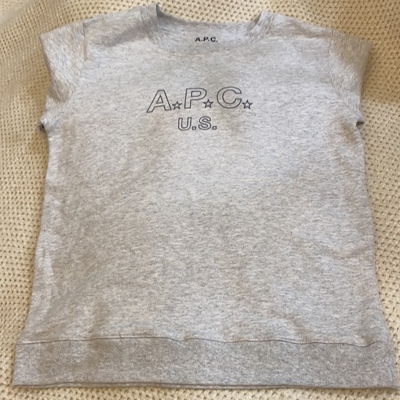 APC U.S. Logo & Stars on Long Sleeve Gray Retro Fit Pullover Sweatshirt MED NWOT - Picture 12 of 15